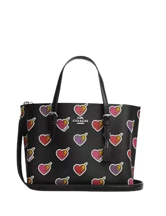 Coach bags with a detachable mirror inside for quick touch - upsCoach Mollie Tote Bag 25 With Heart Bolt Print