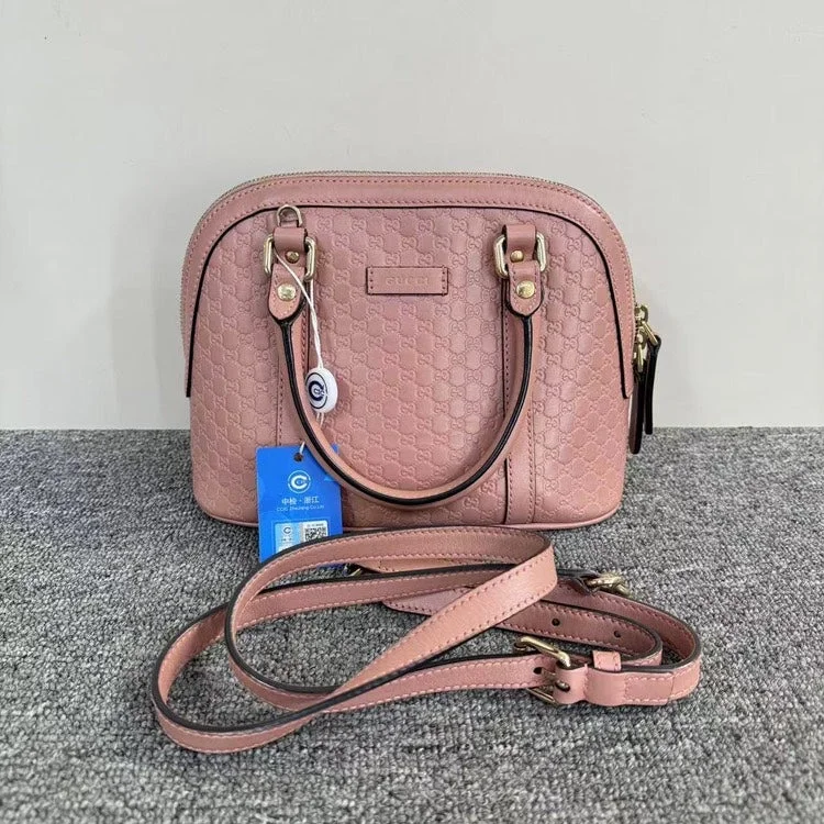 Women Gucci Sylvie bags with a detachable ribbon detailGucci Alma Pink Leather HandBag Small