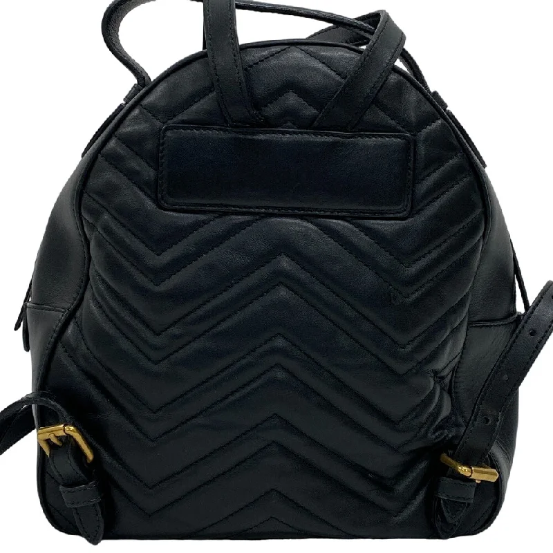 Gucci Marmont bags for women with gold - toned hardwareGUCCI Backpack leather black GG Marmont Women Used