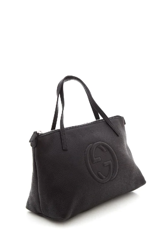 Women Gucci bags with a magnetic snap closure for easy accessGucci Black Small Pebbled Leather Soho Handbag