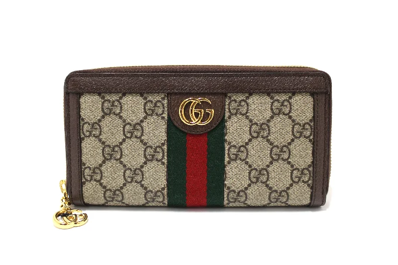 Gucci Dionysus bags for women with tiger - head claspsAuthentic NEW Gucci GG Supreme Ophidia Zip Around Wallet 523154