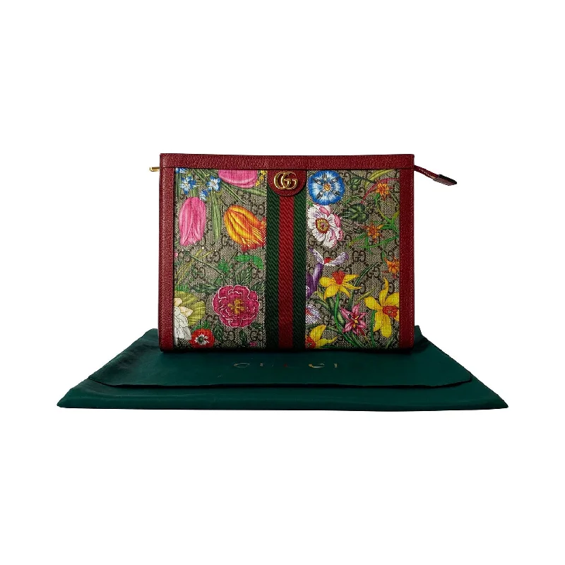 Gucci backpacks for women with a sleek silhouetteGucci GG Web Ophidia Floral Toiletry Pouch