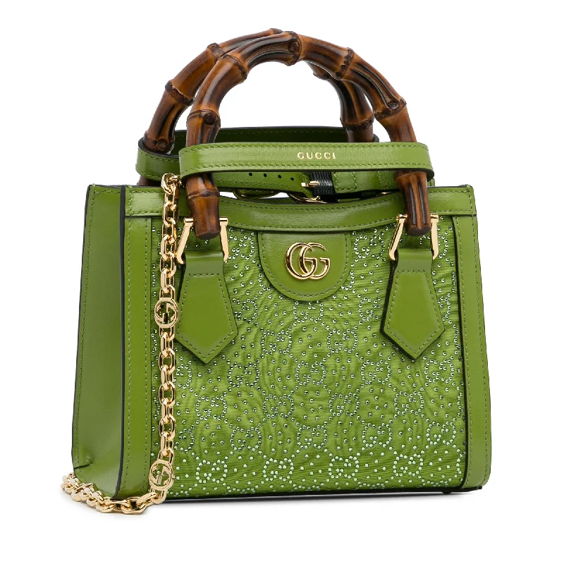 Women Gucci Sylvie bags with a monogram - embossed leatherGucci Crystal Embellished GG Canvas Mini Diana (wT7IXI)