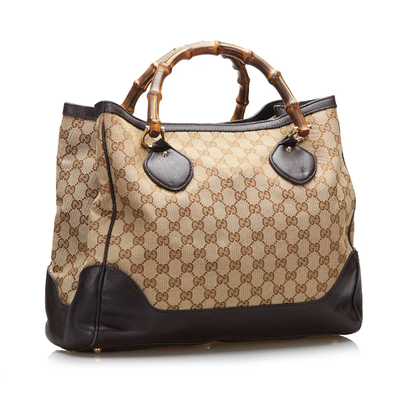 Women Gucci Sylvie bags with a crystal - embellished web stripeGucci Bamboo GG Canvas Diana (z4bsLw)