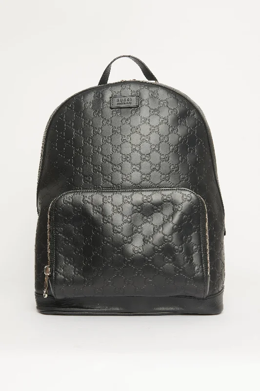 Ladies Gucci shoulder bags with a magnetic - closure flapGucci Black Large Guccissima Preowned Backpack