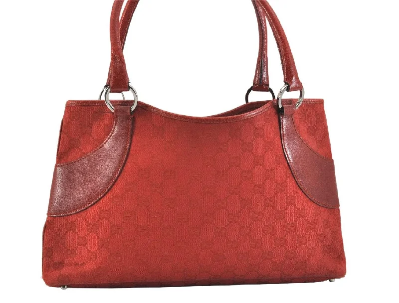 Ladies Gucci Dionysus bags with a chain - link shoulder strapAuthentic GUCCI Vintage Shoulder Tote Bag GG Canvas Leather 113015 Red 6902K