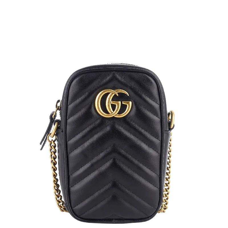 Women Gucci bags with interlocking G hardware for a classic lookMarmont Vertical Wallet on Chain Phone Pouch