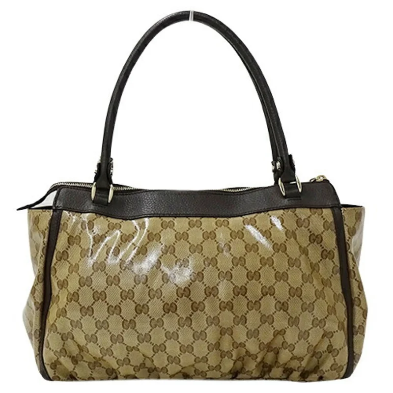 Women Gucci bags with a chain - link trim and a leather bodyGucci Bag Women's Tote Shoulder GG Crystal Abbey Brown Beige 327787