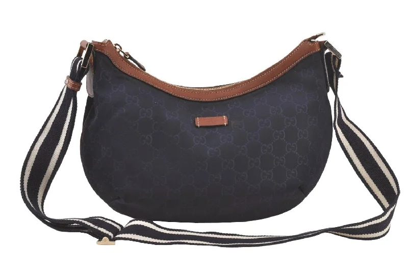 Gucci Marmont bags for women with a snakeskin - effect panelAuthentic GUCCI Shoulder Cross Body Bag Purse GG Nylon Leather 181092 Navy 6814K