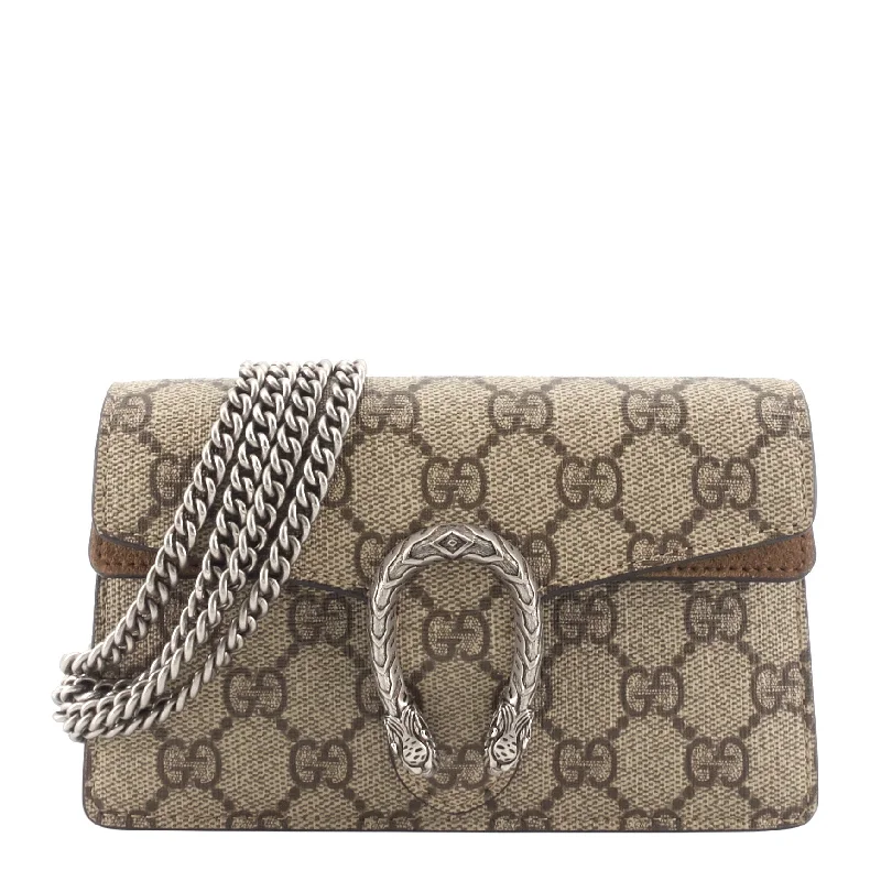 Ladies Gucci Dionysus bags with a chain - link shoulder strapDionysus Super Mini GG Supreme Canvas Bag