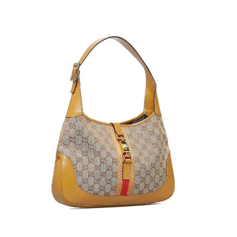 Women Gucci tote bags in GG Supreme canvas for a branded feelGucci Jackie Shoulder Bag Brown GG Canvas