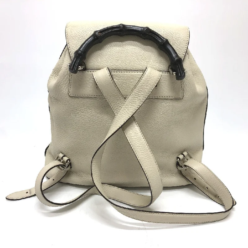 Gucci Marmont bags for women with gold - toned hardwareGUCCI Backpack 370833 leather White type Bamboo Backpack Women Used