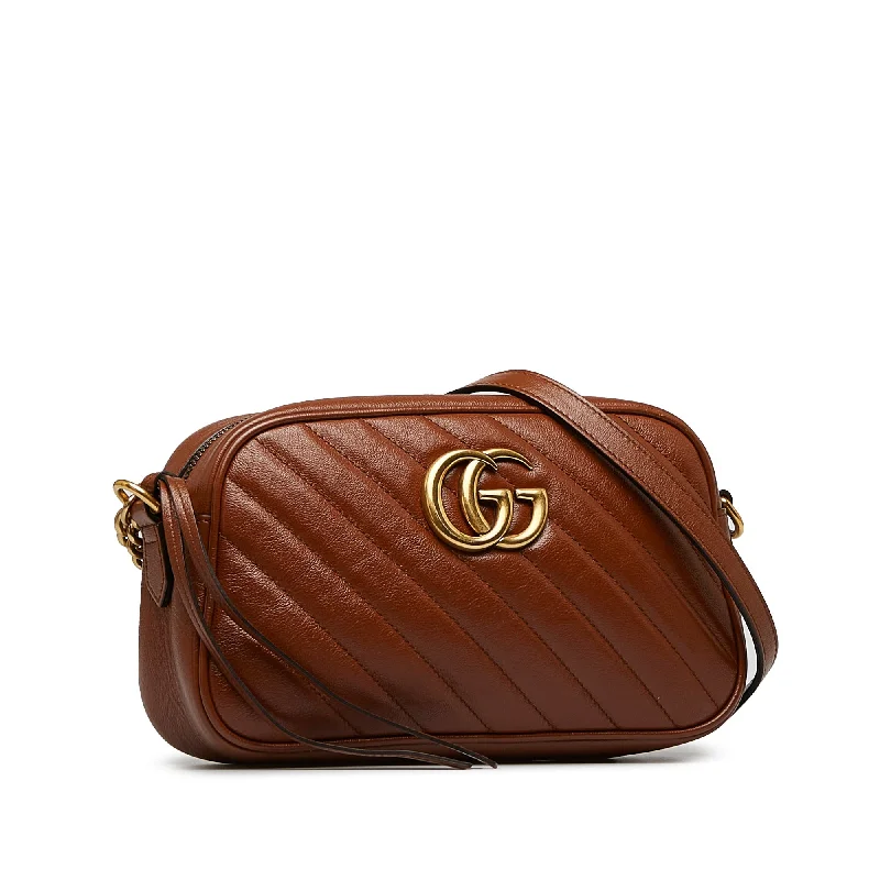 Medium - sized Women Gucci handbags for everyday useGucci GG Marmont Small Brown Matelassé