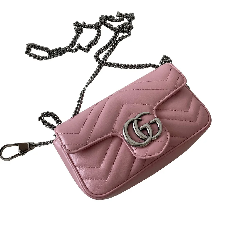 Ladies Gucci Dionysus bags in a pastel colorGucci GG Marmont Matelassé Super Mini Bag