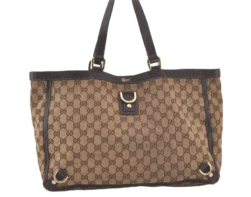 Ladies Gucci Dionysus bags with a chain - link shoulder strapAuthentic GUCCI Abbey Shoulder Tote Bag GG Canvas Leather 141472 Brown 6882K