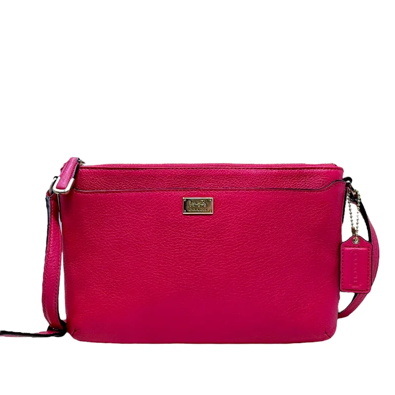 Ladies Coach handbags with a detachable wallet insert for added convenienceMadison Leather Swingpack Crossbody Designer By Coach In Pink Ruby, Size: Small