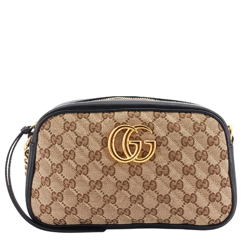 Women Gucci bags with a magnetic snap closure for easy accessMarmont Small GG Canvas Chain Shoulder Bag