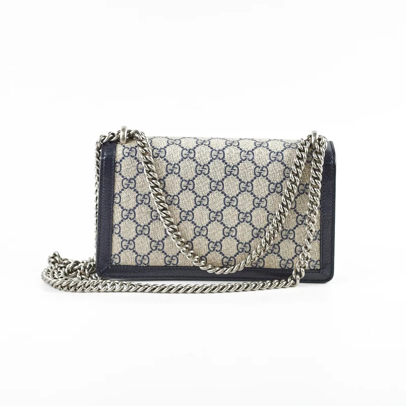 Women Gucci bags with a snap - button closure and a decorative charmGucci Dionysus Small Monogram Navy