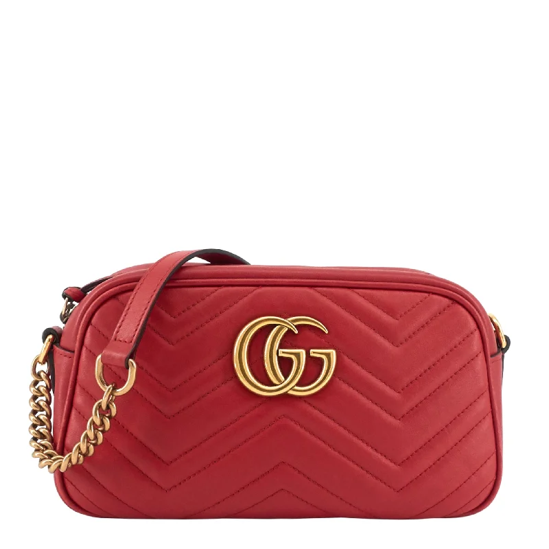 Gucci handbags for women with a patent - leather finishGG Marmont Small Matelassé Calfskin Shoulder Bag