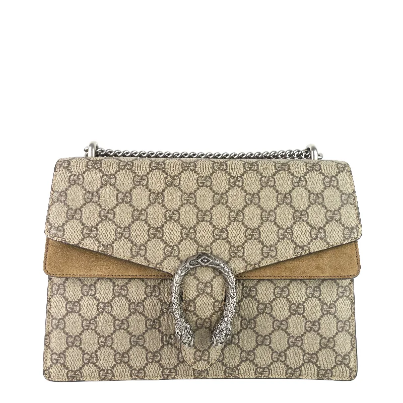 Ladies Gucci Dionysus bags with a star - shaped charmDionysus Medium GG Supreme Monogram Canvas Bag