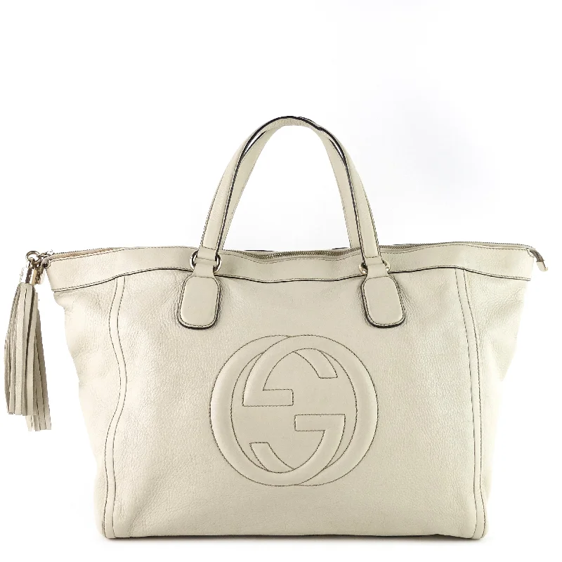 Women Gucci bags with a snap - button closure and a decorative charmSoho Working Large Leather Tassels Tote Bag