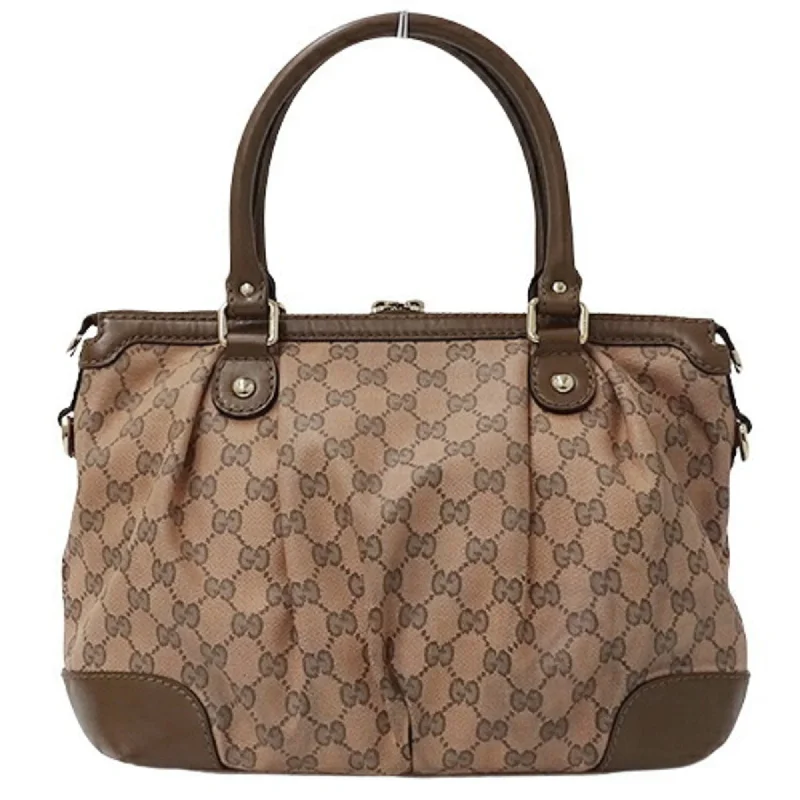 Women Gucci bags with a chain - link trim and a leather bodyGUCCI bag ladies handbag shoulder 2way GG canvas Sookie pink brown 247902