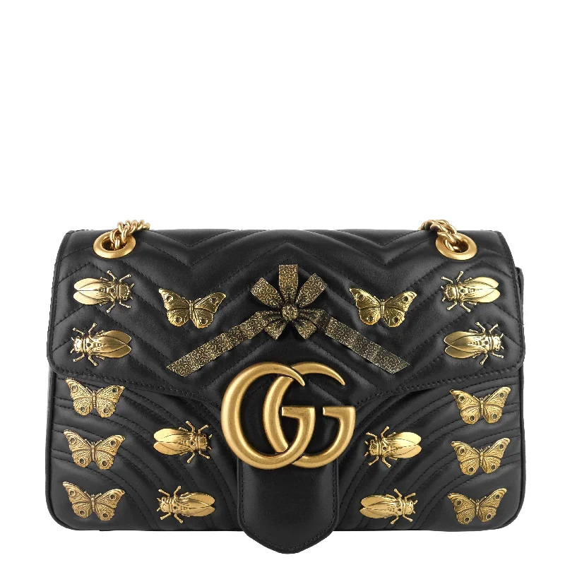 Gucci Marmont bags for women with quilted leather exteriorsGG Marmont Medium Insects Matelassé Leather Bag