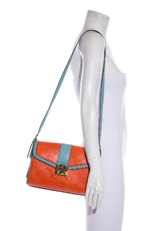 Gucci handbags for women with a metal - framed claspGucci Orange & Blue Medium GG Aria Collection Cross-Body