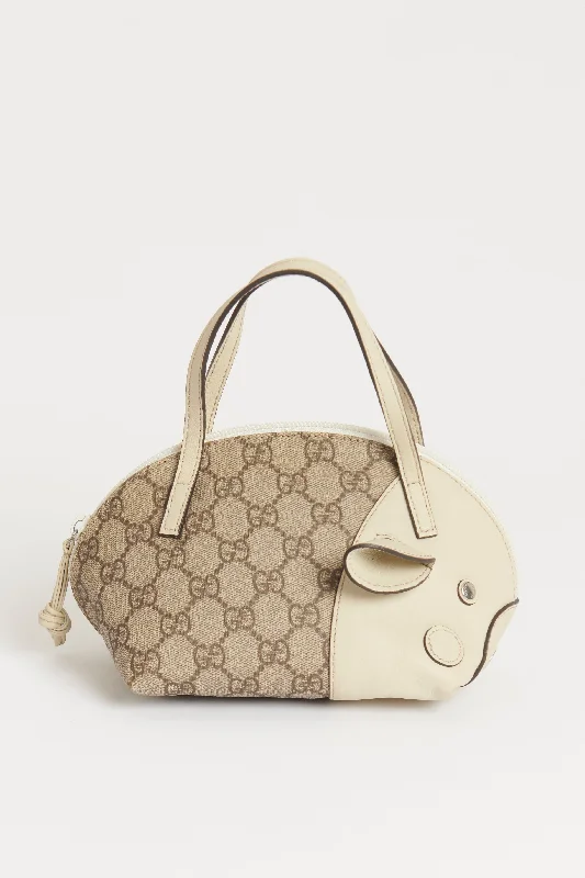 Gucci backpacks for women with a hidden back pocketTaupe GG Supreme Preowned Top Handle Mini Bag