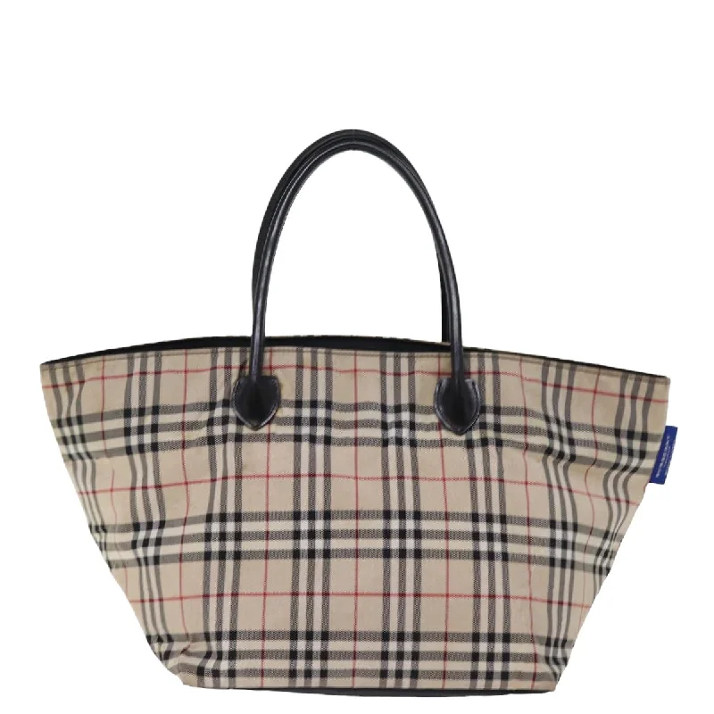 Dark - Hued Burberry Bags for a Sophisticated LookBURBERRY Nova Check Blue Label Tote Bag Nylon Beige  ti1762