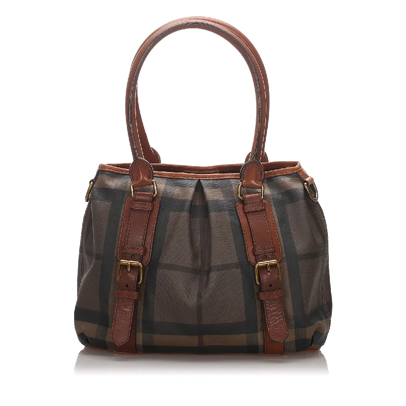 High - Quality Burberry Leather Shoulder BagsBurberry Smoke Check Northfield Tote  (SHG-12195)