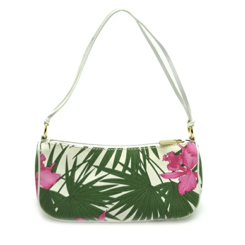 Celine Women's Pouch Canvas Tropical Flowers [White Multi]