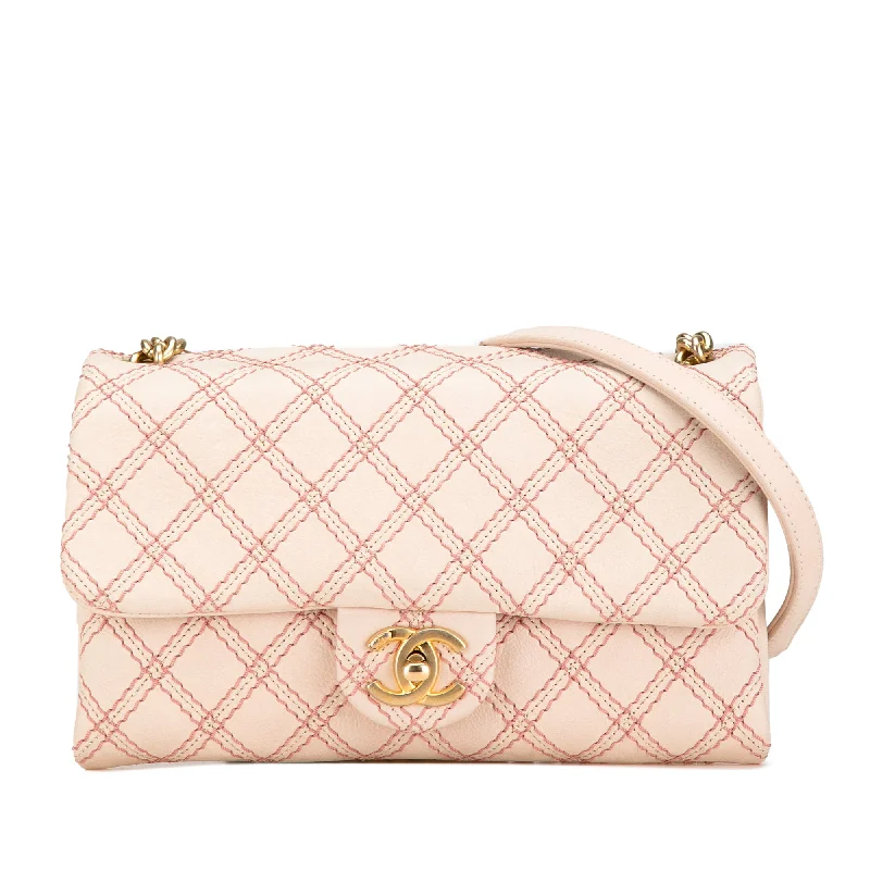 Pink Chanel Small Calfskin Triple Stitched Flap Crossbody Bag