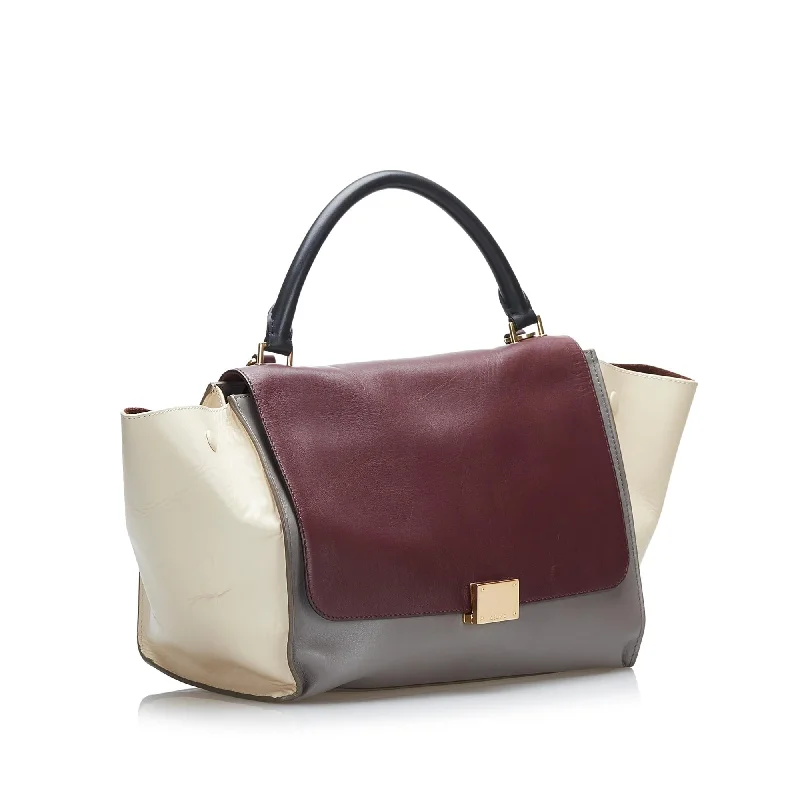 Celine Trapeze Tricolor Leather Satchel (SHG-yEXSqN)