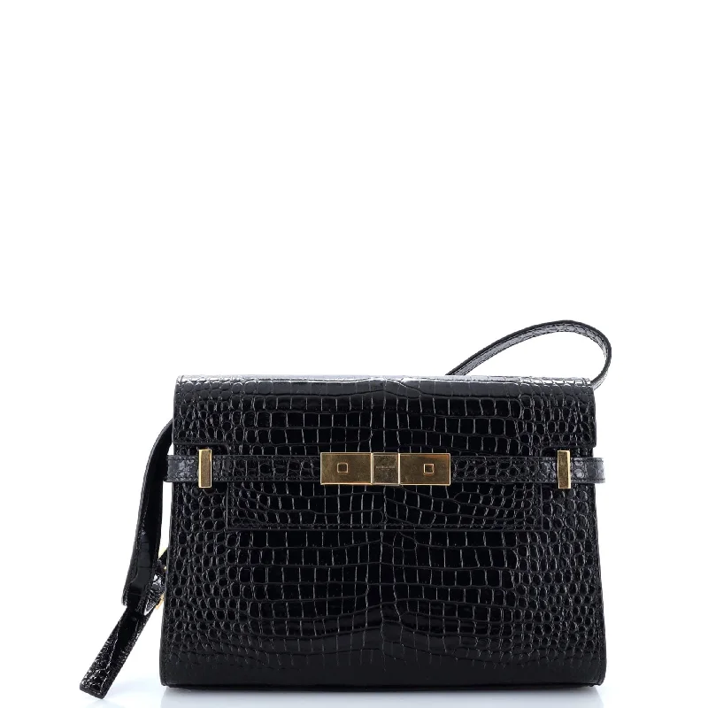 Manhattan Shoulder Bag Crocodile Embossed Leather Small