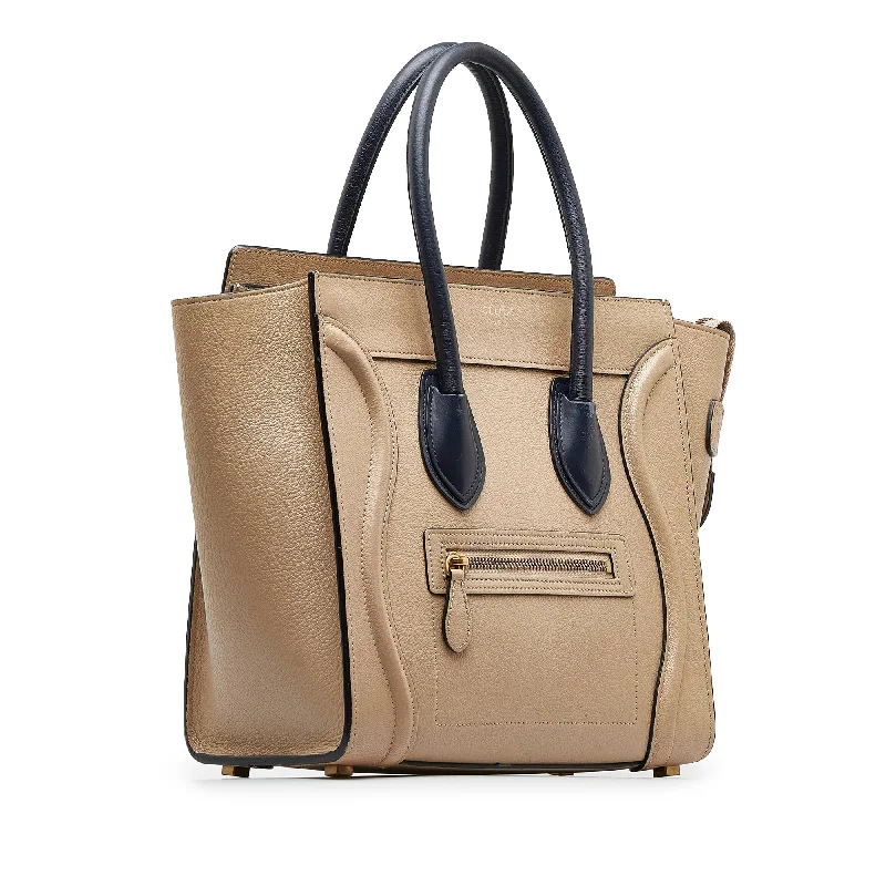 Tan Celine Micro Luggage Tote Bicolor