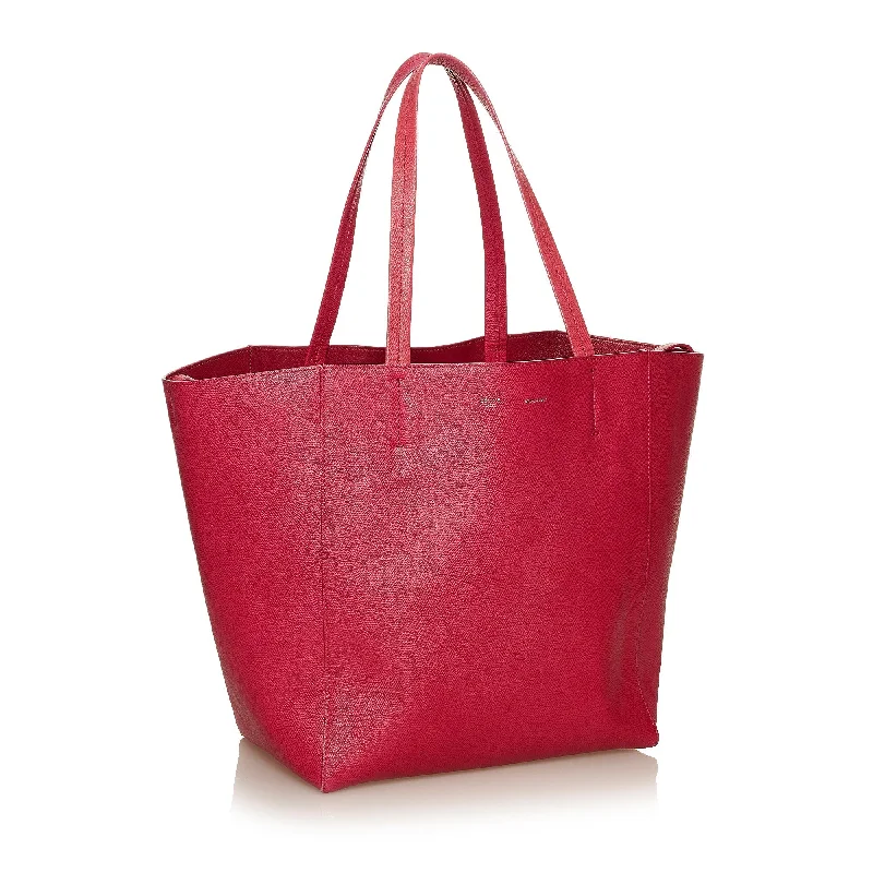 Red Celine Horizontal Cabas Leather Tote Bag