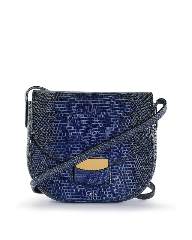 Celine Blue Lizard Leather Trotteur Crossbody Bag