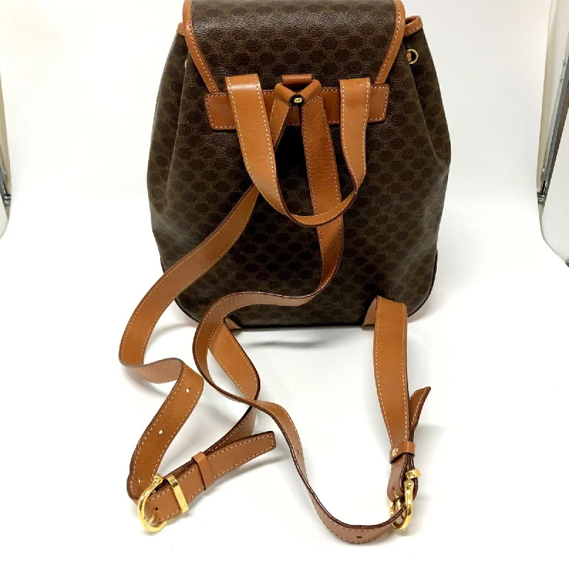 Celine rucksack Macadam PVC leather brown gold metal fittings ladies