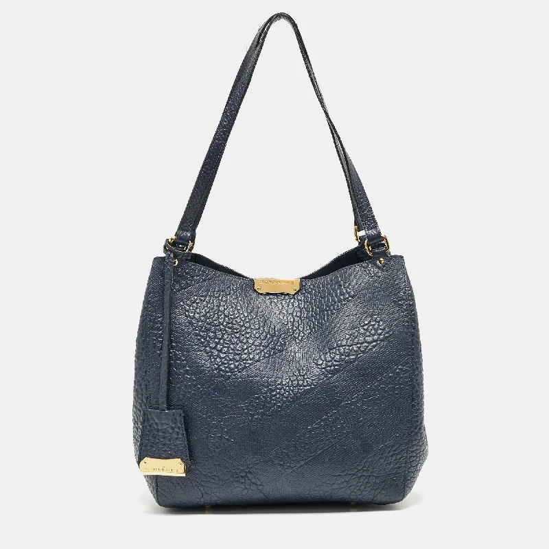 Ergonomic Burberry Laptop Bags for ComfortBURBERRY Navy Blue Embossed Leather Canterbury Tote