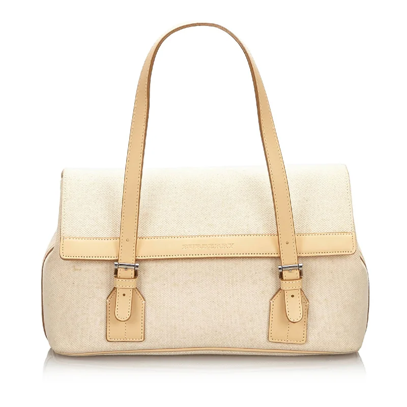 Compact and Portable Burberry Waist BagsBurberry White Canvas Fabric Handbag United Kingdom