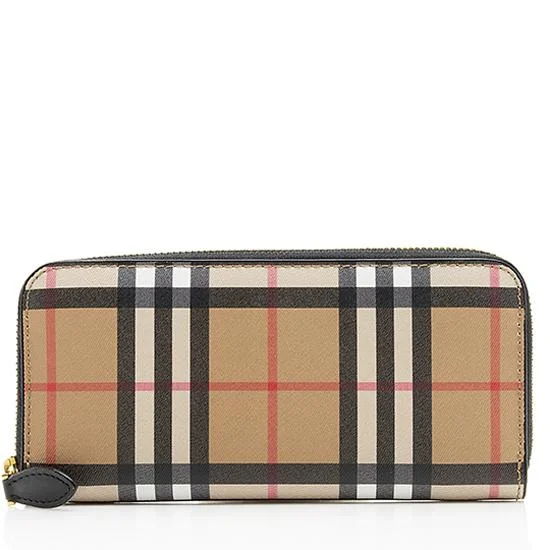 Travel - Approved Burberry Carry - on BagsBurberry Vintage Check Leather Zip Around Wallet