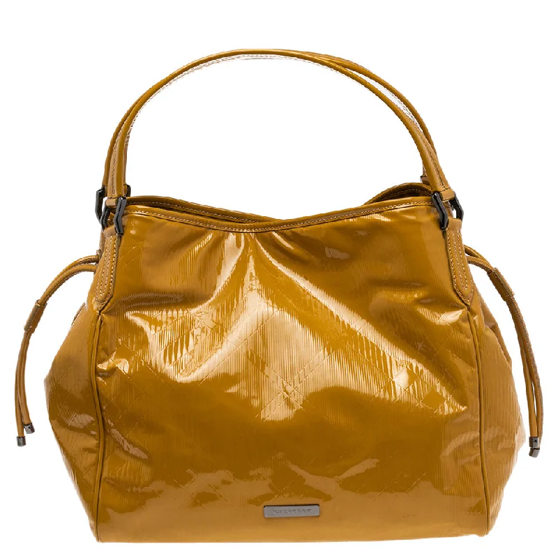 Sustainable Burberry Bags Made from Recycled MaterialsBurberry Mustard Patent Leather Large Bilmore Tote