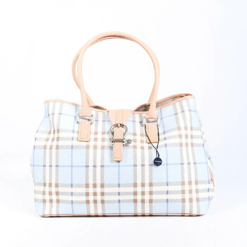 Functional Burberry Diaper Bags for New MomsBurberry Tote Bag Blue Checked Leather