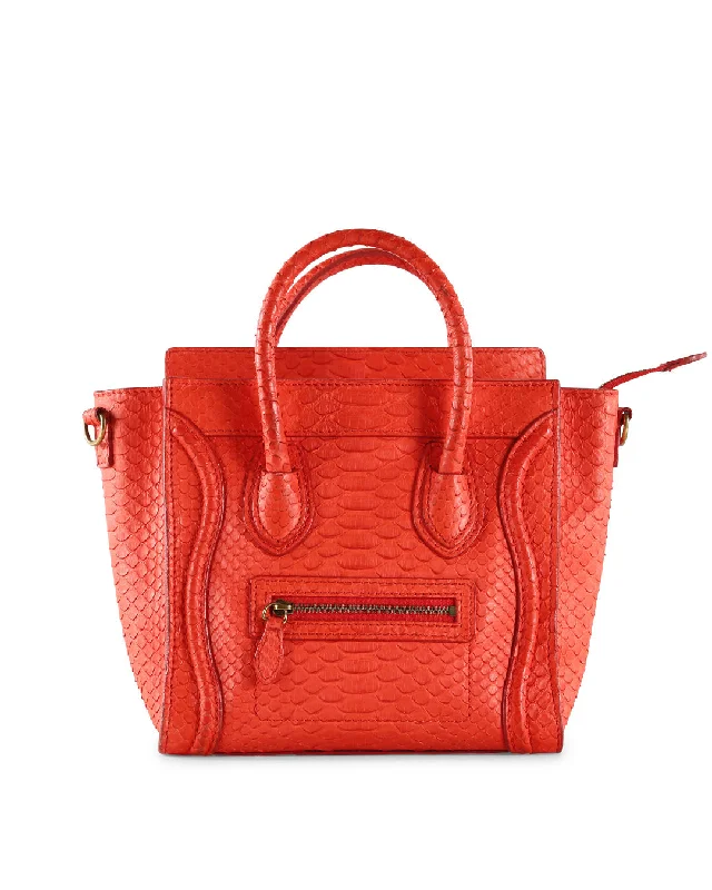 Celine Coral Python Nano Luggage Tote Bag