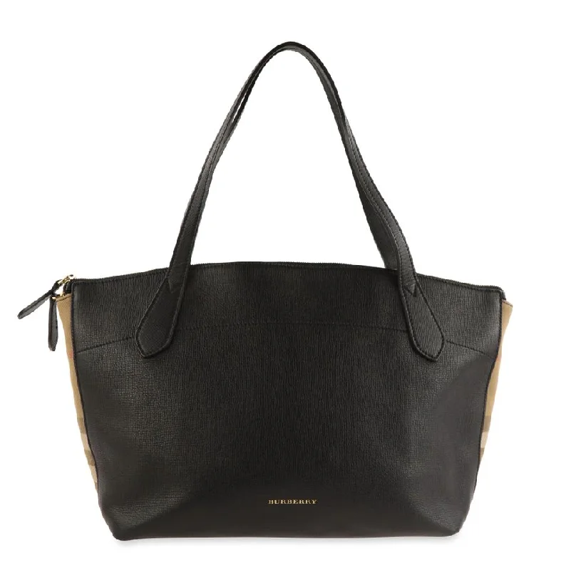 Two - Tone Burberry Bags for a Modern AestheticBurberry Welburn House Check Tote Black Leather Shoulder Bag