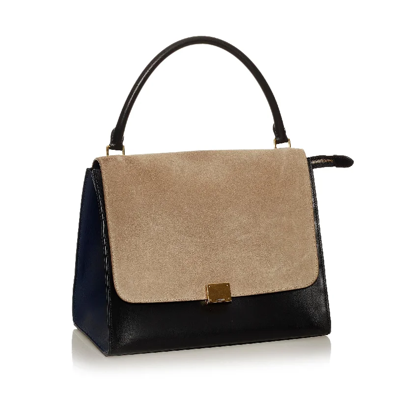 Celine Trapeze Leather Satchel (SHG-28869)