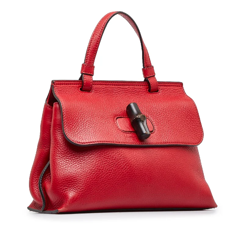 Red Gucci Small Bamboo Daily Satchel