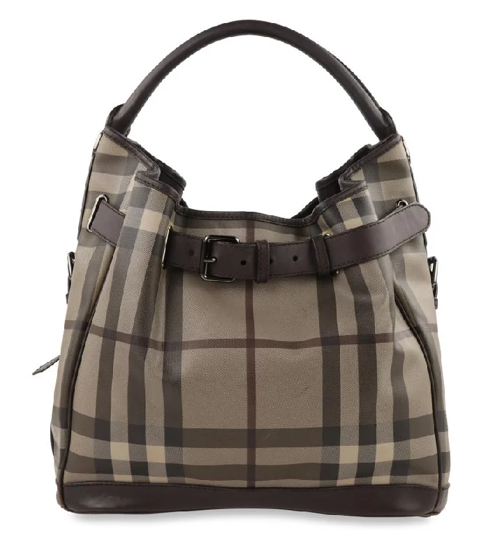 Stylish Burberry Tote Bags for Office UseBurberry Smoke Check Medium Walden Belted Trench Brown Canvas Hobo Bag