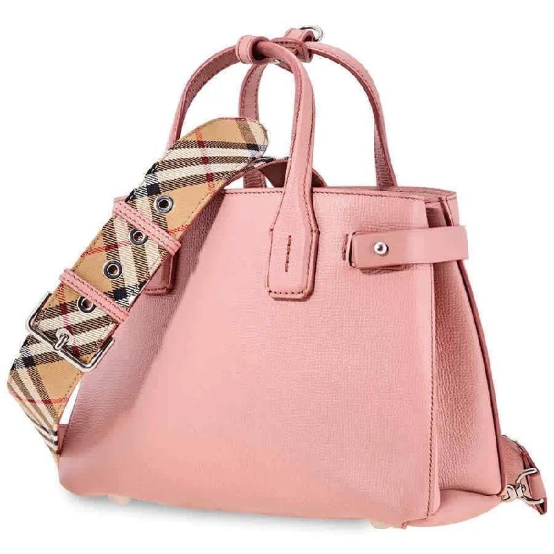 High - Quality Burberry Leather Shoulder BagsBurberry The Small Banner in Leather and Vintage Check- Dusty Rose